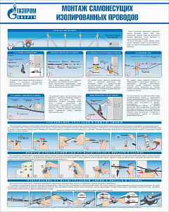 Стенд Монтаж самонесущих изолированных проводов, плакат, логотип, белый фон. (800х1 000; Пластик ПВХ 4 мм; Алюминиевый профиль)